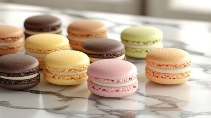 Obraz premium A set of colorful macarons.
