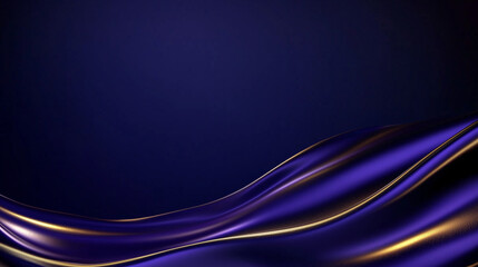 Obraz premium Vibrant abstract background with smooth, flowing blue and purple waves, gold accents shimmering between, creating a bold yet calming atmosphere for digital design.