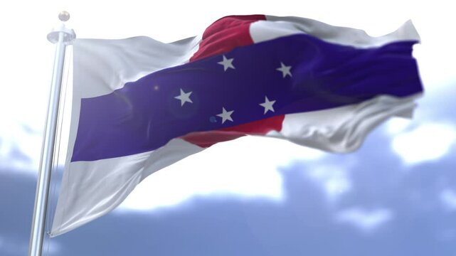 Netherlands Antilles flag waving against the sky. High quality 4k footage