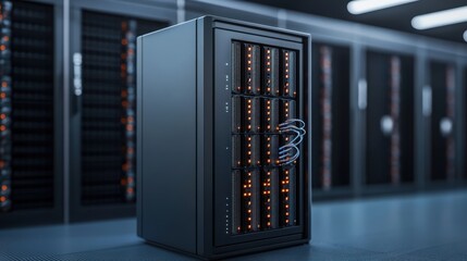 Powerful quantum supercomputer in a high-tech server room with advanced computing equipment
