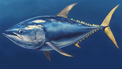 Fototapeta premium Majestic Bluefin Tuna Swimming Underwater Scene