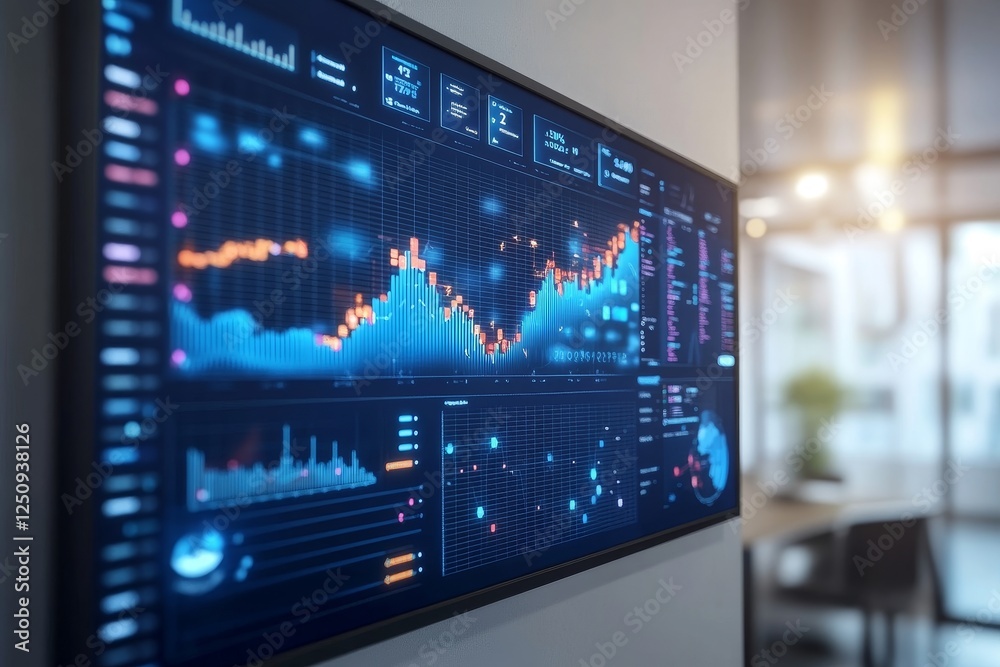Poster modern digital dashboard displaying financial data and charts