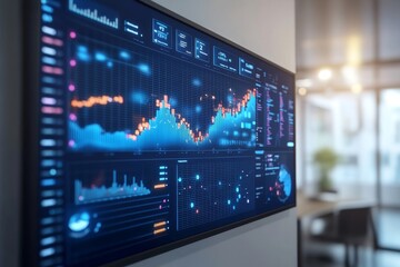 Fototapeta premium Modern Digital Dashboard Displaying Financial Data and Charts