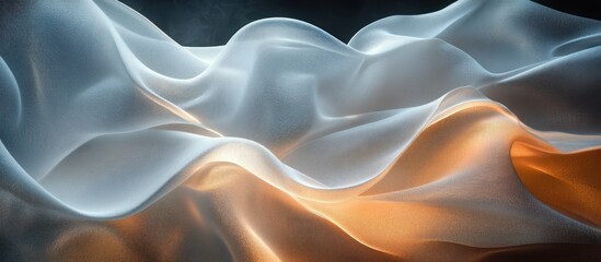 Obraz premium Draped silk fabric, studio backdrop, flowing waves, gold light