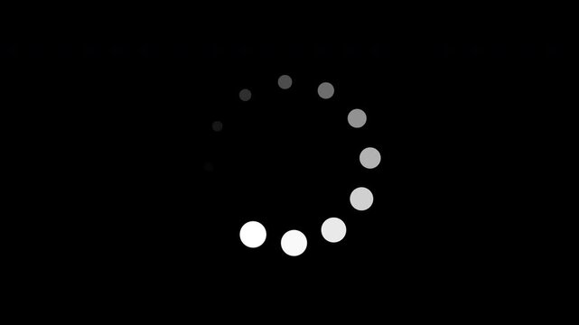 Loading circle animation. Isolated on a black background. Alpha channel. Looped animation.