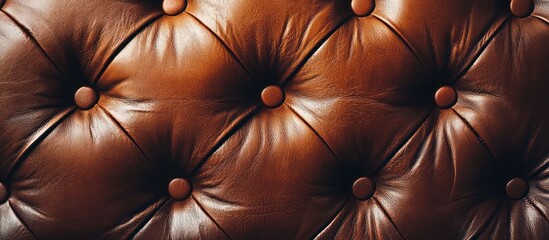 Naklejka premium Brown tufted leather upholstery texture