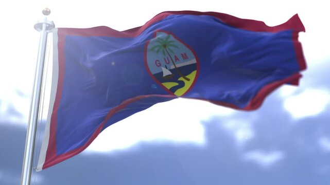 Guam flag waving against the sky. High quality 4k footage
