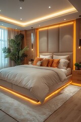 Modern Bedroom Interior Design with Warm Lighting