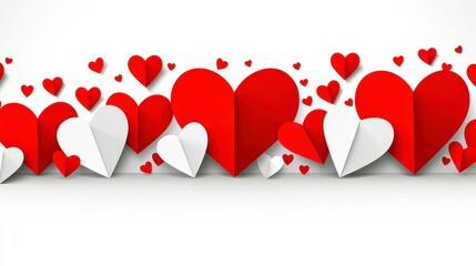 Colorful Paper Hearts in Red and White for Valentine's Day Decoration