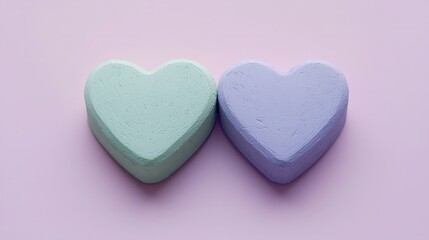 Cute Heart-Shaped Objects in Soft Colors Arranged on a Pastel Background