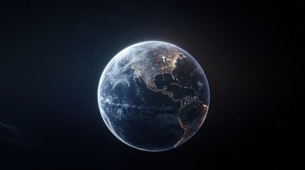 Obraz premium Aerial view of earth from space featuring 3d futuristic data visualization of the planet