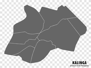 Obraz premium Blank map Kalinga of Philippines. High quality map Kalinga Province with districts on transparent background for your web site design, logo, app, UI. Republic of the Philippines. EPS10.
