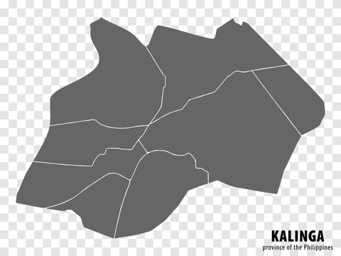Blank map Kalinga  of Philippines. High quality map Kalinga  Province with districts on transparent background for your web site design, logo, app, UI.  Republic of the Philippines. EPS10.