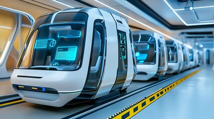 Fototapeta premium Futuristic Autonomous Pods, Smart Transit - Futuristic technology