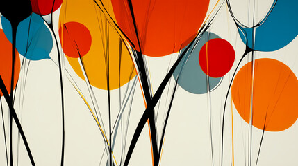 Obraz premium Vibrant colorful abstract art gallery digital artwork indoor eye-level modern design and creativity