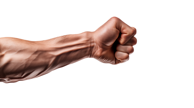 Powerful clenched fist showcasing strength and determination for motivational and fitness themed visuals and projects