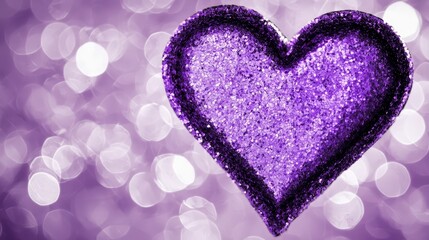 Fototapeta premium Glittery Purple Heart on Bokeh Background for Romantic Themes