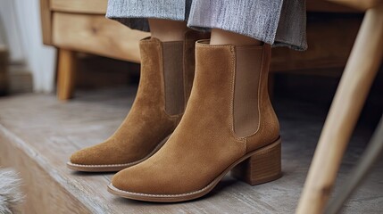 Elegant suede ankle boots showcase style and comfort for a casual look