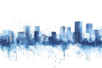 Obraz premium Abstract Watercolor Skyline of a Modern City