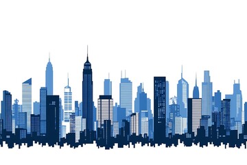 Fototapeta premium Silhouette of a modern city skyline in cool tones.