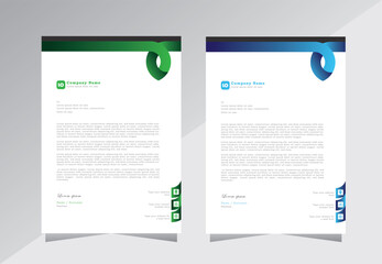 Simple letterhead template with standard A4 sizes, Green and blue colour letterhead template, Letter head design, Vector eps 10