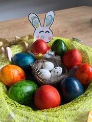Easter eggs in basket