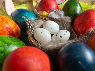 Easter eggs in basket