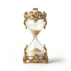 Elegant Ornate Gold Hourglass Timepiece with Sand Luxury Time Measurement Concept