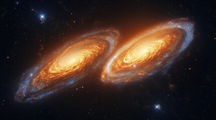 Galactic collision event deep space astrophotography cosmic environment wide-field view celestial dynamics