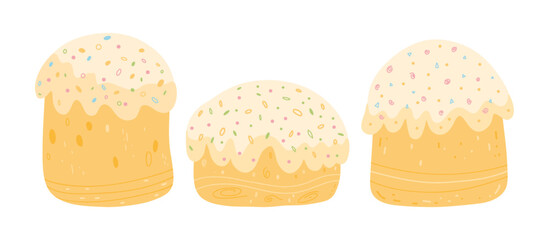 Vector cute set of Easter cakes for poster, websites, card, scrapbooking, stickers isolated on white background