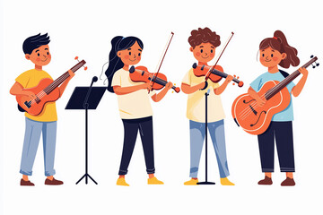 Kid musicians performing with passion and joy