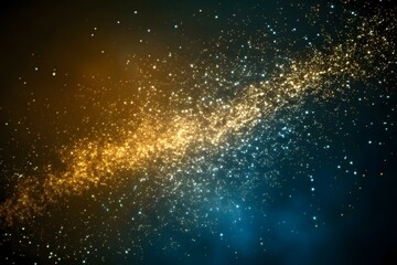 Obraz premium A Stunning Celestial Display of Golden and Blue Nebulae with Myriad Stars