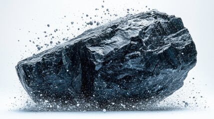 Fototapeta premium Coal rock levitating, studio, particles, energy