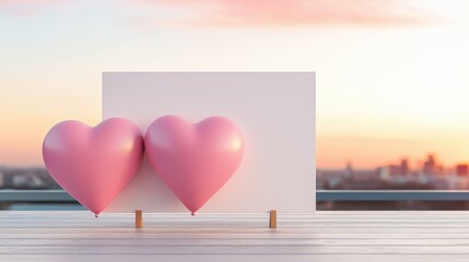 Romantic balloons on a sunset backdrop.