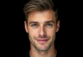 Fototapeta premium Male portrait on black background