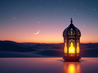 Festive Ramadan Image: Ornate Lantern, Twilight Sky