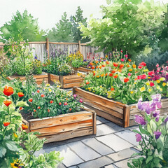 Illustration with flowers in realistic boho style evokes tranquility