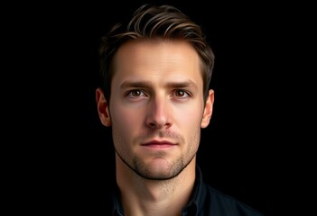 Fototapeta premium Male portrait on black background