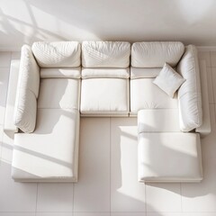 Modern White Leather Sectional Sofa in Bright Sunlight Room Interior Design