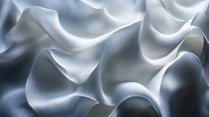 Obraz premium Draped light-blue silk fabric texture, studio shot, soft background, website design
