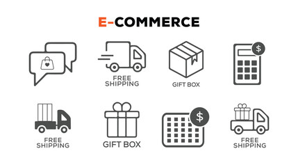 E-Commerce set of web icons in line style. Online shopping icons for web and mobile app.