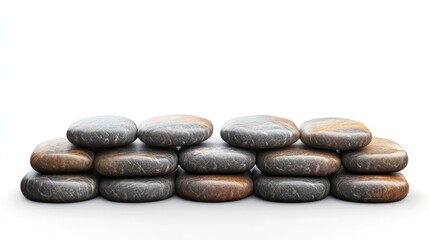 Stacked spa stones on white background; relaxation