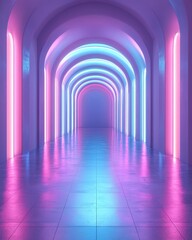 Obraz premium Neon Archway Corridor.