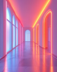 Neon Lit Hallway.