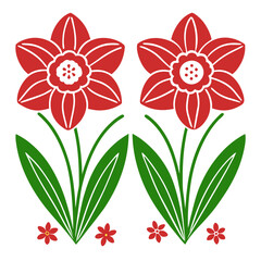 set of red flowers