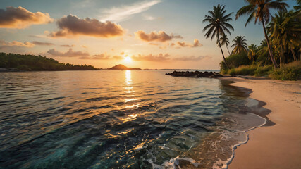 Tropical Island Sunset by the Sea