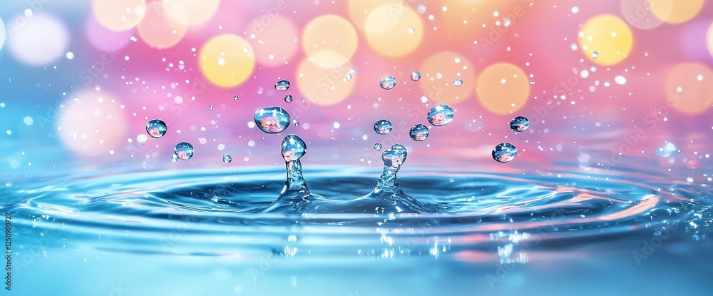 Aufkleber water splash with colorful bokeh background