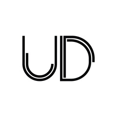 UD monogram logo design letter text name symbol monochrome logotype alphabet character simple logo