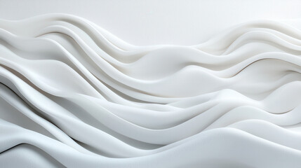 Fototapeta premium Minimalist white waves create soft, serene background with gentle curves