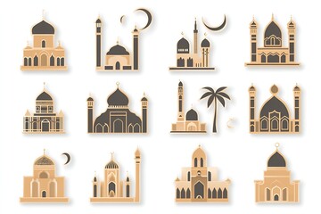 Obraz premium Ramadan Kareem Wallpaper with Islamic Lanterns and Crescent Moon